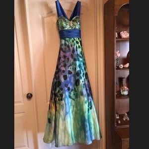 Blue and green, cool toned dress